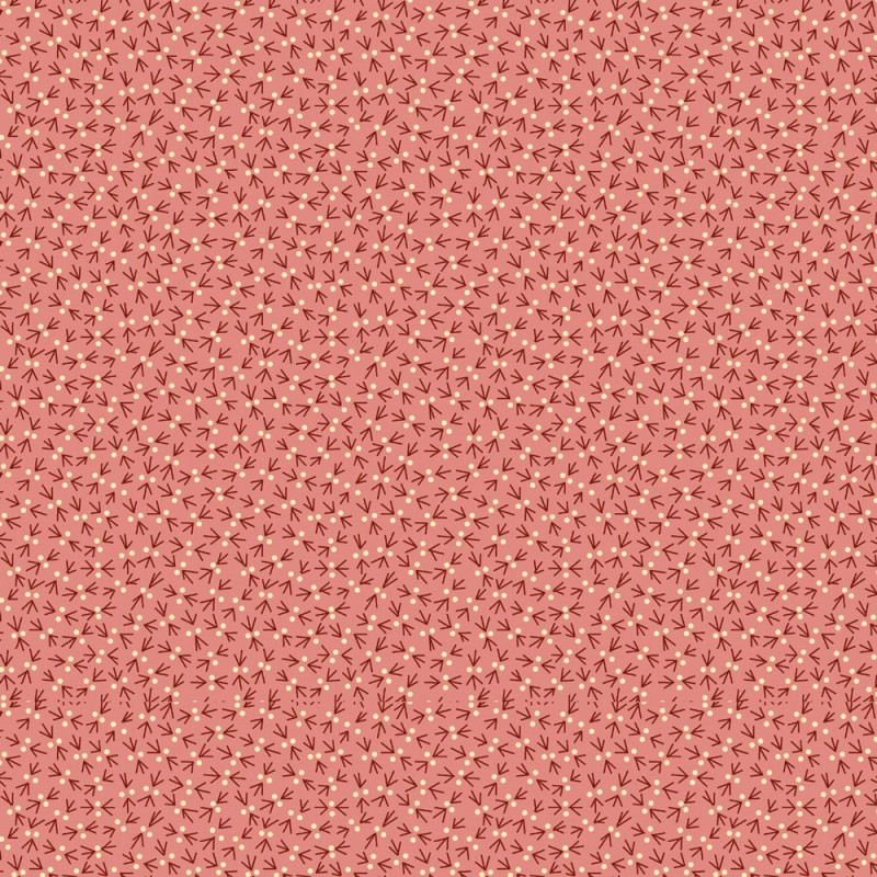 EQP Tomorrow's Heritage - Snowbird Coral Pink, Tessuto Rosa Corallo con Zampette di Uccello Ellie's Quiltplace Textiles - 1