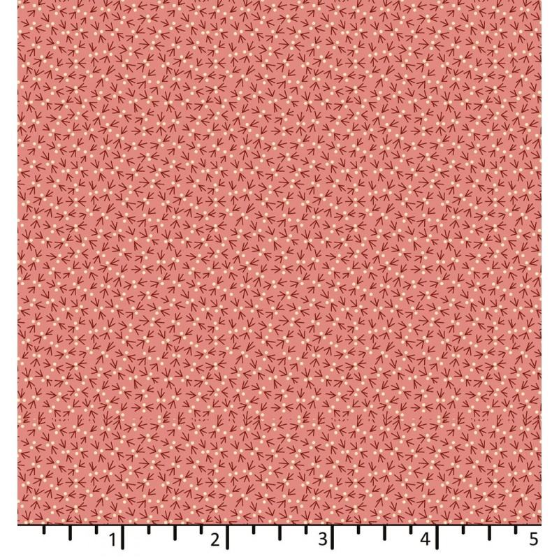 EQP Tomorrow's Heritage - Snowbird Coral Pink, Tessuto Rosa Corallo con Zampette di Uccello Ellie's Quiltplace Textiles - 2