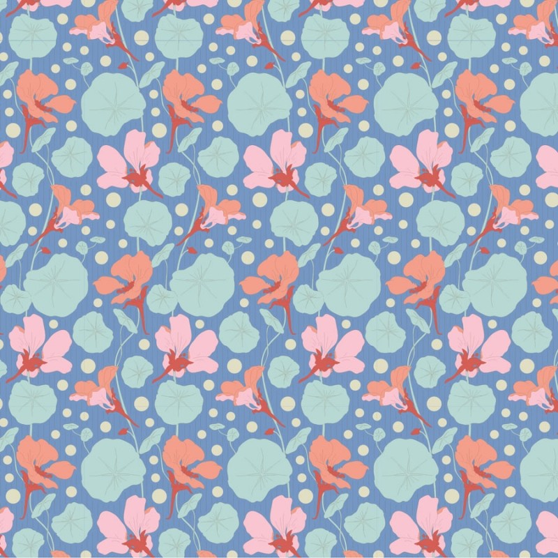 Tilda Gardenlife Nasturtium Blue, Tessuto Blu con Nasturzi Tilda Fabrics - 1