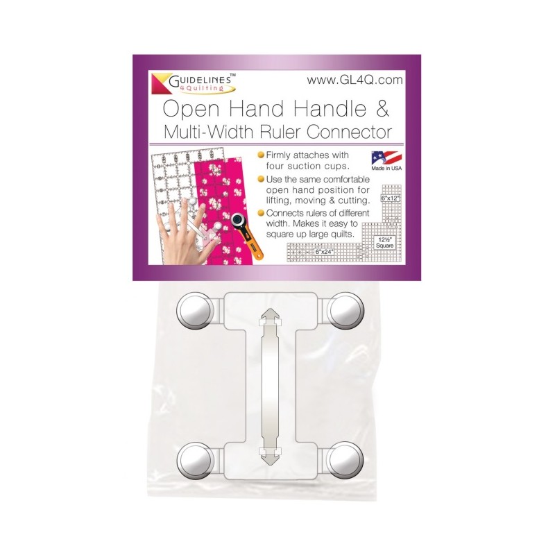 Open Hand Handle & Multi-Width Ruler Connector - Maniglia e connettore per righelli di larghezza diversa Guideline 4 Quilting - 