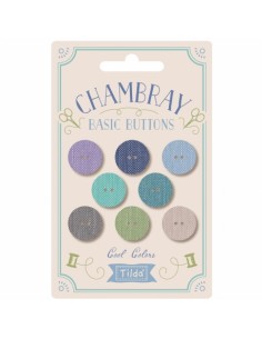 Tilda Chambray, 8 Bottoni da 16 mm Ricoperti in Tessuto Colori Freddi Tilda Fabrics - 1