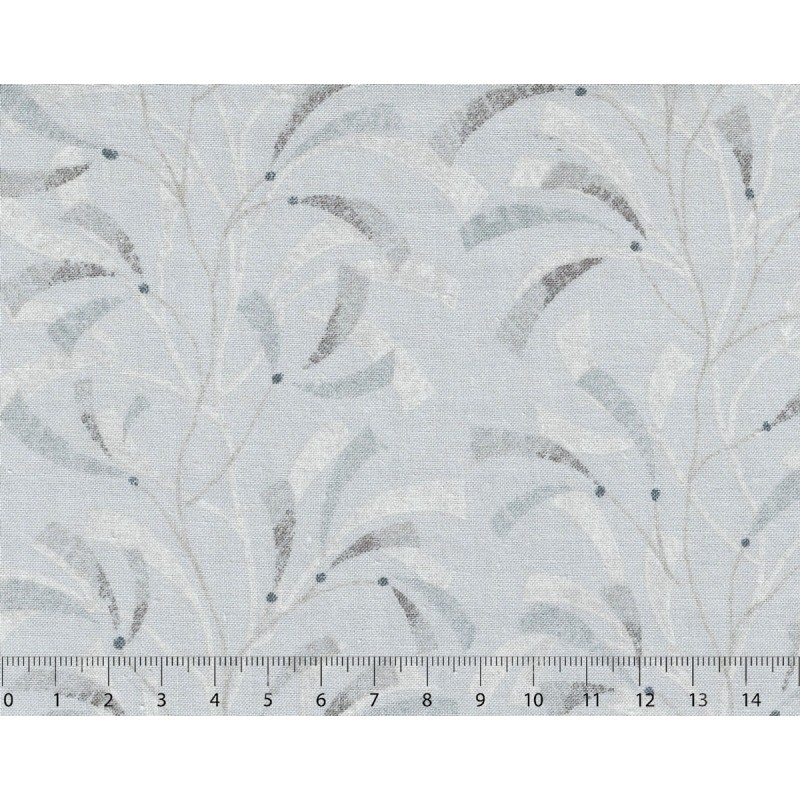26th Centenary Collection by Yoko Saito, Tessuto Grigio Chiaro con Rami e Foglie Sojitz Fashion - 1