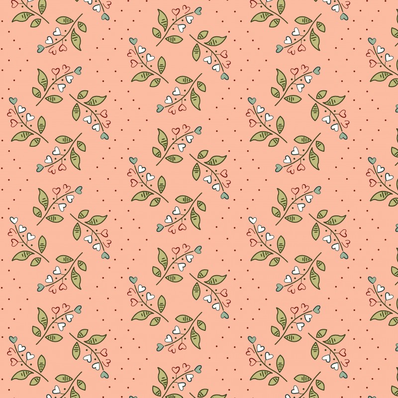 EQP New Vintage Lily of the Valley Frosted Pink, Tessuto rosa pesca a fiori Ellie's Quiltplace Textiles - 1