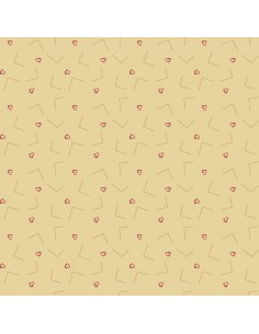 EQP New Vintage Love Letters Sand, Tessuto beige sabbia con cuori Ellie's Quiltplace Textiles - 1