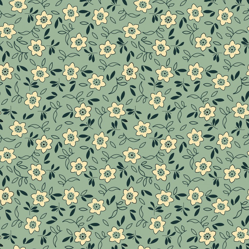 EQP New Vintage Rose Hip-Glacier Blue, Tessuro verde menta a fiori Ellie's Quiltplace Textiles - 1