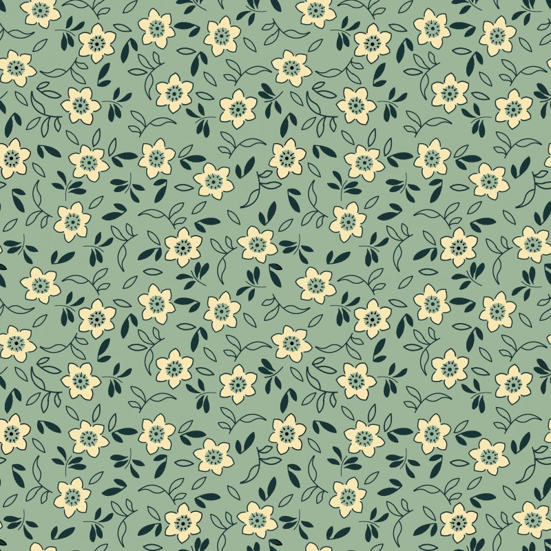 EQP New Vintage Rose Hip-Glacier Blue, Tessuro verde menta a fiori Ellie's Quiltplace Textiles - 1