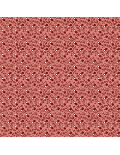 EQP New Vintage Sweetheart Coral Pink, Tessuto rosso corallo con rametti e cuori Ellie's Quiltplace Textiles - 1
