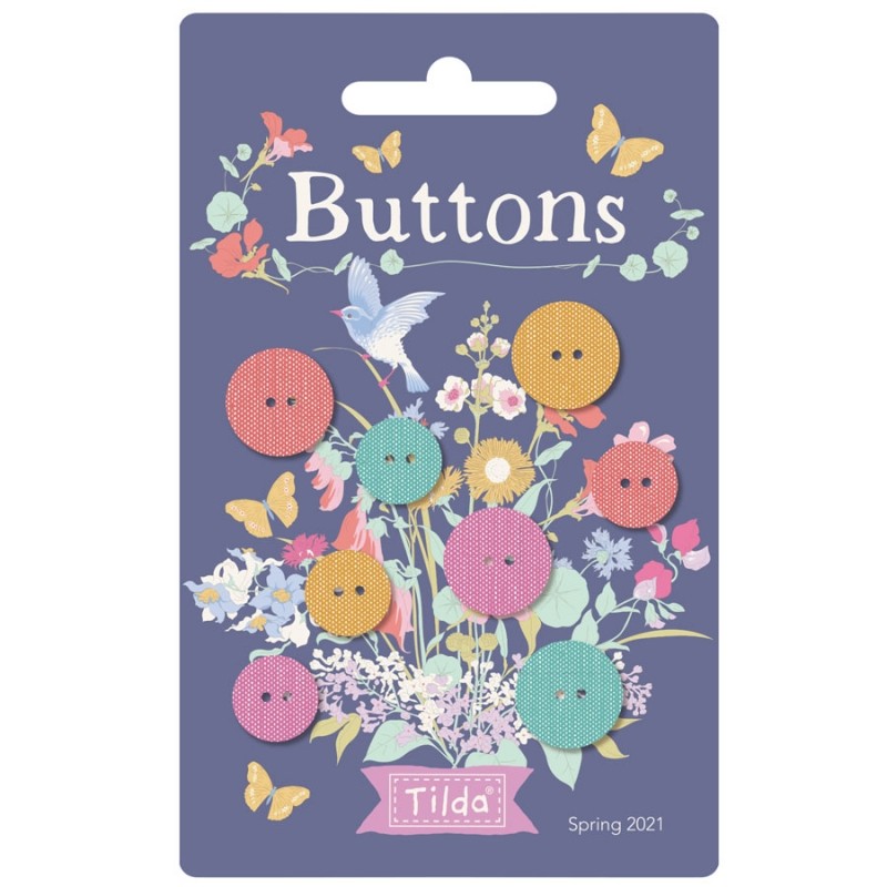 Tilda Gardenlife, 4 Bottoni da 15 mm e 4 da 12 mm Ricoperti in Tessuto Tilda Fabrics - 1