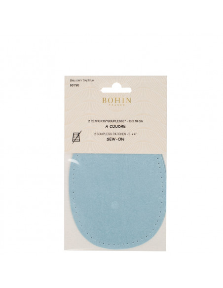 Bohin, Toppe da Gomito Scamosciate 13 x 10 cm, Azzurro Bohin - 2