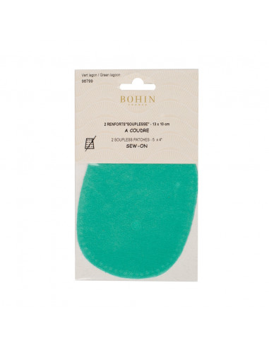 Bohin, Toppe da Gomito Scamosciate 13 x 10 cm, Verde Acqua Bohin - 2
