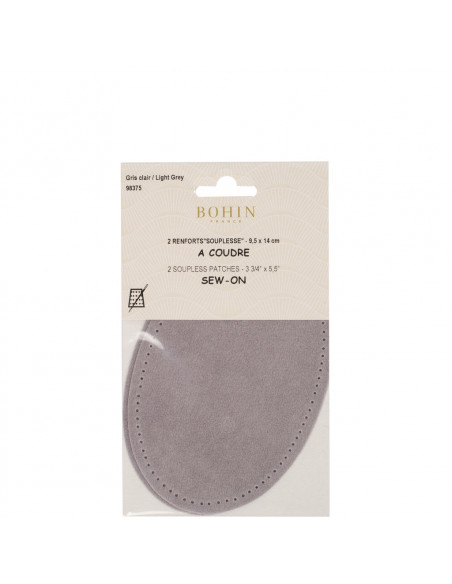 Bohin, Toppe Ovali Scamosciate 9,5x14 cm, Grigio Chiaro Bohin - 2