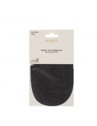 Bohin, Toppe Ovali da Applicare con Ferro da Stiro 10x15 cm cm, Nero Jeans Bohin - 2