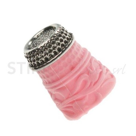 Bohin, Ditale per Quilting in Silicone e Testa Piatta in Ottone Nickelato - Rosa misura S Bohin - 1