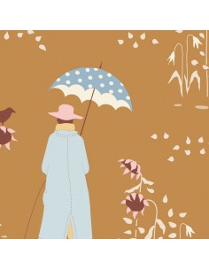 Tilda Windy Days Windy Walk Camel, Tessuto Marrone con Disegno di una Giornata Ventosa Tilda Fabrics - 2 2