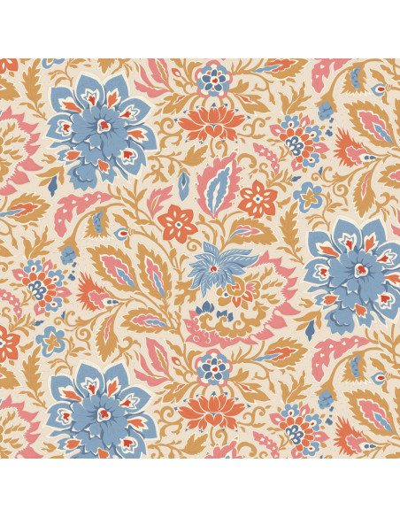 Tilda Windy Days Skyler Camel, Tessuto Panna con Fiori Colorati e Foglie Marroni Tilda Fabrics - 1