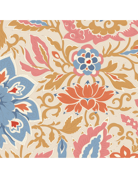 Tilda Windy Days Skyler Camel, Tessuto Panna con Fiori Colorati e Foglie Marroni Tilda Fabrics - 2