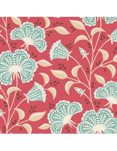 Tilda Windy Days Stormy Dusty Red, Tessuto Rosso con Fiori Chiari Tilda Fabrics - 2 2