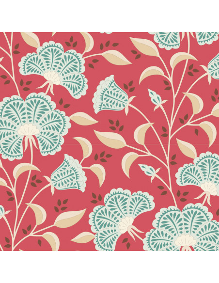 Tilda Windy Days Stormy Dusty Red, Tessuto Rosso con Fiori Chiari Tilda Fabrics - 1