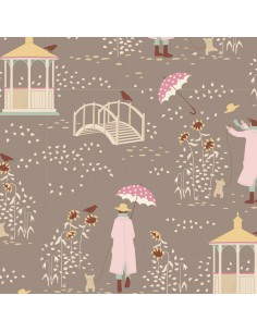 Tilda Windy Days Windy Walk Grey, Tessuto Grigio con Disegno di una Giornata Ventosa Tilda Fabrics - 2
