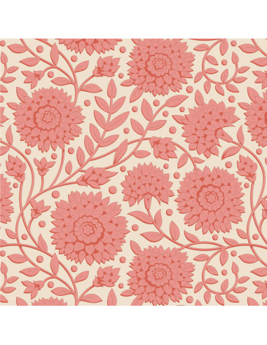 Tilda Windy Days Aella Coral, Tessuto Panna con Fiori Corallo Tilda Fabrics - 1