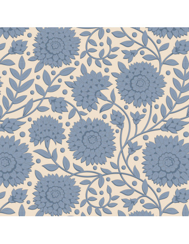 Tilda Windy Days Aella Blue, Tessuto Panna con Fiori Blu Tilda Fabrics - 1