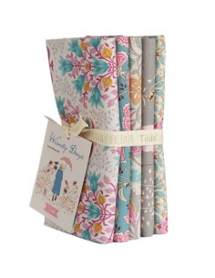 Tilda Windy Days Fat Quarter Bundle Grey/Teal, 5 Fat Quarter 50 x 55 cm - Grigio/Verde Acqua Tilda Fabrics - 1