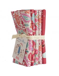 Tilda Windy Days Fat Quarter Bundle Red/Rose, 5 Fat Quarter 50 x 55 cm - Rosso/Rosa Tilda Fabrics - 1