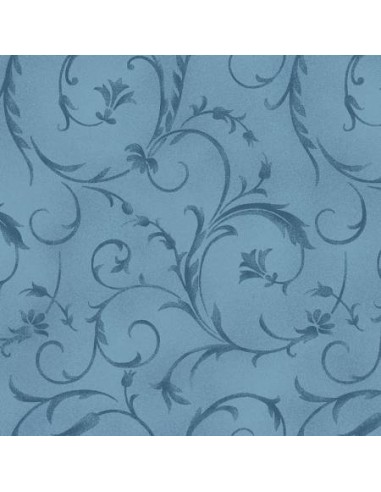 Maywood Studio 108 Beautiful Backing Blue Eyes, Tessuto per Retro Quilt Azzurro con Ghirigori Tono su Tono Stim Italia srl - 1