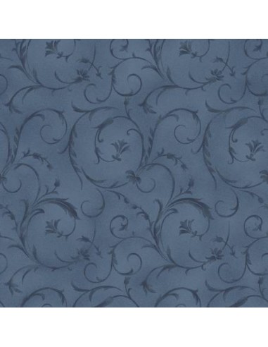 Maywood Studio 108 Beautiful Backing Blue Smoke, Tessuto per Retro Quilt Blu con Ghirigori Tono su Tono Stim Italia srl - 1