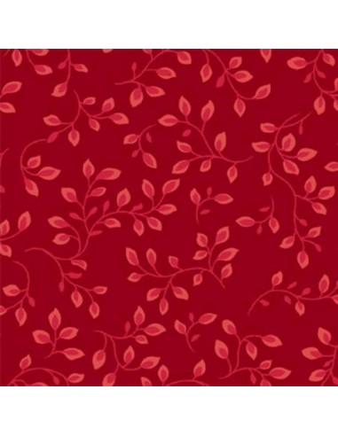 Henry Glass Folio 108 Dark Red, Tessuto per Retro Quilt Rosso Scuro con Foglie Henry Glass - 2