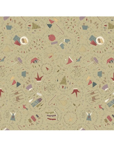 Henry Glass All for Christmas by Anni Downs, Tessuto Verde Salvia con Decorazioni Natalizie Henry Glass - 1