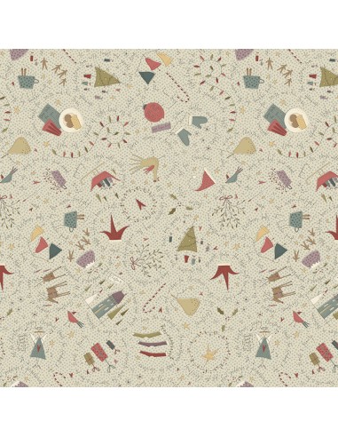Henry Glass All for Christmas by Anni Downs, Tessuto Beige con Decorazioni Natalizie Henry Glass - 1