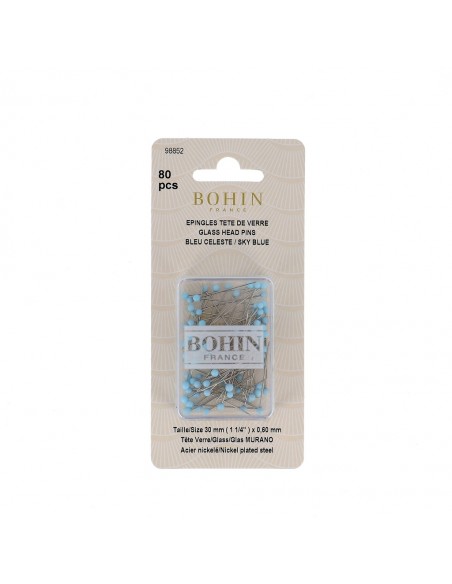Bohin, Spilli Vetro di Murano, Colore Azzurro - 80pz Bohin - 1