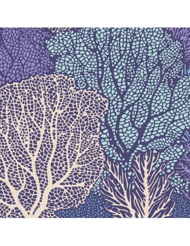 Tilda Cotton Beach Coral Reef Blue, Tessuto Blu con Coralli Tilda Fabrics - 1