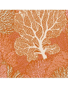 Tilda Cotton Beach Coral Reef Ginger, Tessuto Arancione con Coralli Tilda Fabrics - 1