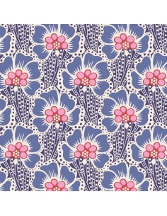 Tilda Cotton Beach Ocean Flower Blue, Tessuto Blu con Fiori di Mare Tilda Fabrics - 1