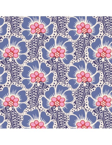 Tilda Cotton Beach Ocean Flower Blue, Tessuto Blu con Fiori di Mare Tilda Fabrics - 1