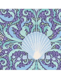 Tilda Cotton Beach Scallop Shell Blue, Tessuto Blu con Conchiglie Tilda Fabrics - 1