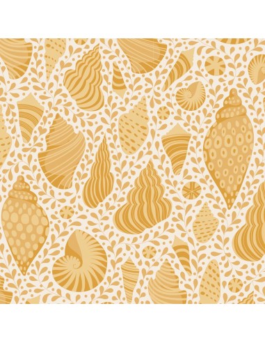 Tilda Cotton Beach Shells Honey, Tessuto Giallo con Conchiglie Tilda Fabrics - 1