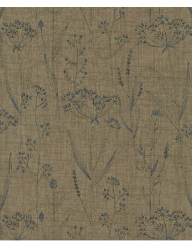 27th Centenary Collection by Yoko Saito, Tessuto Marrone con Disegno Fiori Verdi Sojitz - 1