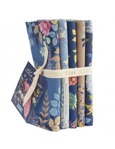 Tilda Chic Escape Fat Quarter Bundle Blue/Sand, 5 fq 50 x 55 cm - Blu e Beige Tilda Fabrics - 1