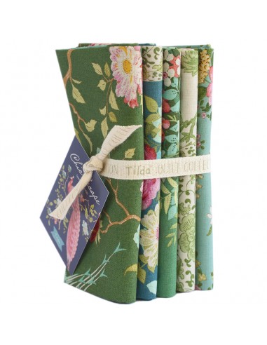 Tilda Chic Escape Fat Quarter Bundle Green/Teal, 5 fq 50 x 55 cm - Verdi e Turchesi Tilda Fabrics - 1