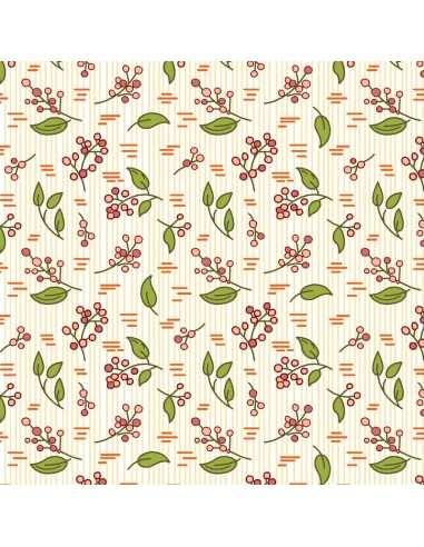 EQP Pieces of Time Merry Berry - Cream, Tessuto panna con foglie e bacche Ellie's Quiltplace Textiles - 1