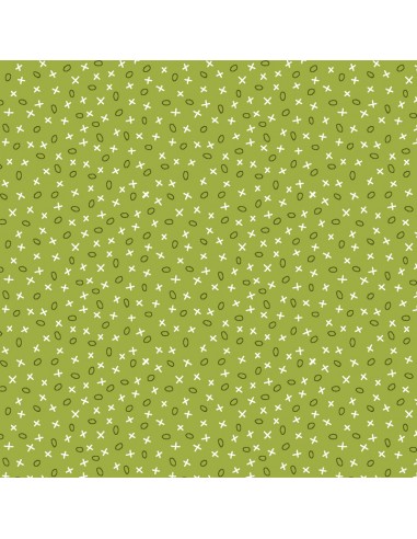 EQP Pieces of Time Tic-Tac-Toe – Apple Green, Tessuto verde con piccoli disegni Ellie's Quiltplace Textiles - 1