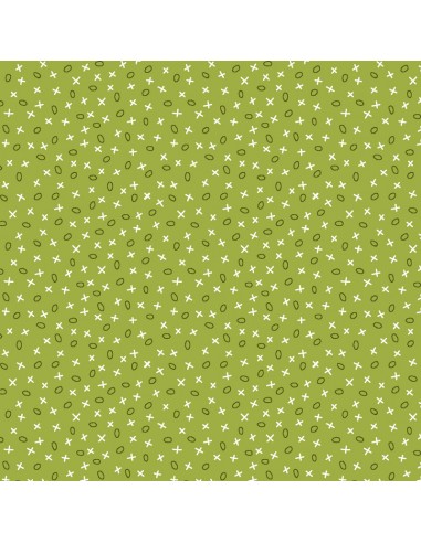 EQP Pieces of Time Tic-Tac-Toe – Apple Green, Tessuto verde con piccoli disegni Ellie's Quiltplace Textiles - 1