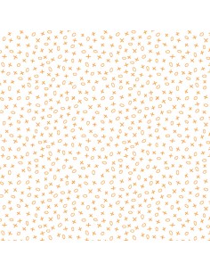 EQP Pieces of Time Tic-Tac-Toe – Cream-Tangerine, Tessuto bianco con piccoli disegni arancione Ellie's Quiltplace Textiles - 1