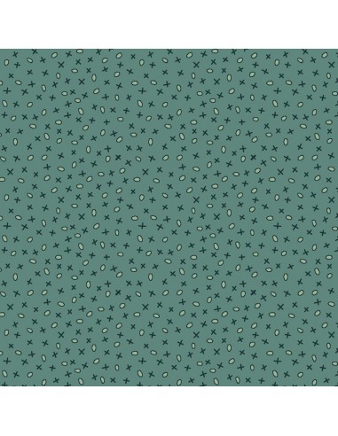 EQP Pieces of Time Tic-Tac-Toe – Duck Egg, Tessuto blu con piccoli disegni Ellie's Quiltplace Textiles - 1