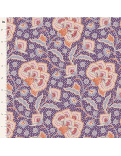 Tilda Hometown Eden Grape, Tessuto Viola con Grandi Fiori e Foglie Tilda Fabrics - 1
