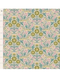 Tilda Hometown Elanora Teal, Tessuto con grandi fiori verde acqua Tilda Fabrics - 1