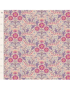 Tilda Hometown Elanora Grape, Tessuto Panna con Fiori e Foglie Viola Tilda Fabrics - 1
